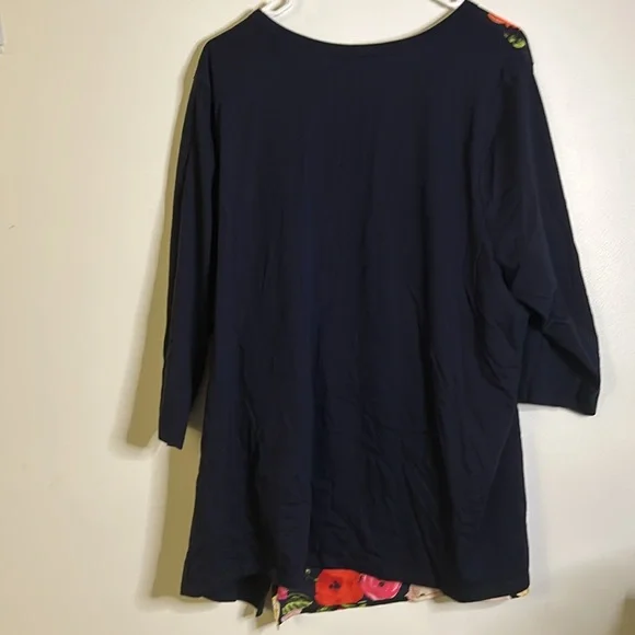 Lane Bryant cottage core long sleeve top size 22 blue red pink green flo… - Picture 6 of 7